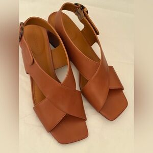 JMcLaughlin sandals heels brown tortoise buckle size 11